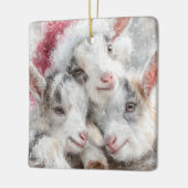 Snow Babies Christmas Goats 1 - あなたの写真 セラミックオーナメント (左)