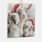 Snow Babies Christmas Goats 2 - あなたの写真 セラミックオーナメント (右)