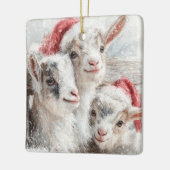 Snow Babies Christmas Goats 2 - あなたの写真 セラミックオーナメント (左)