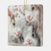 Snow Babies Christmas Goats 3 - あなたの写真 セラミックオーナメント (左)