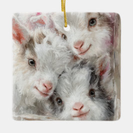 Snow Babies Christmas Goats 3 - あなたの写真 セラミックオーナメント