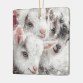 Snow Babies Christmas Goats 4 - あなたの写真 セラミックオーナメント (左)