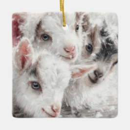 Snow Babies Christmas Goats 4 - YOUR PHOTO セラミックオーナメント