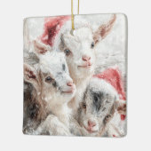 Snow Babies Christmas Goats 5 - あなたの写真 セラミックオーナメント (左)