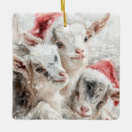 Snow Babies Christmas Goats 5 - あなたの写真 セラミックオーナメント