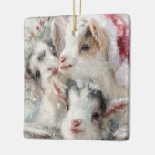 Snow Babies Christmas Goats 6 - YOUR PHOTO セラミックオーナメント (左)
