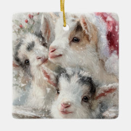 Snow Babies Christmas Goats 6 - YOUR PHOTO セラミックオーナメント