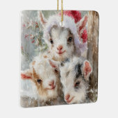 Snow Babies Christmas Goats 7 - あなたの写真 セラミックオーナメント (右)