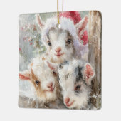 Snow Babies Christmas Goats 7 - あなたの写真 セラミックオーナメント (左)