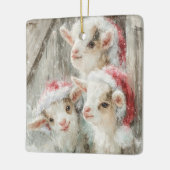 Snow Babies Christmas Goats 8 - あなたの写真 セラミックオーナメント (左)