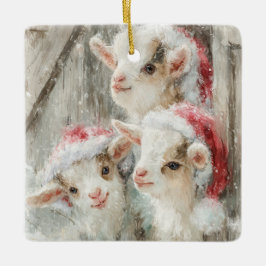 Snow Babies Christmas Goats 8 - あなたの写真 セラミックオーナメント