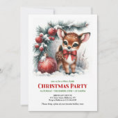 Snow baby fawn wintery scene watercolor editable  招待状 (正面)