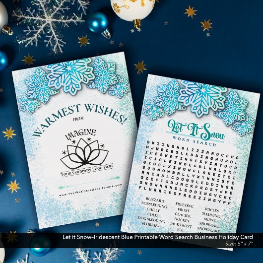 Snow-Blue Printable Business Word検索 シーズンカード