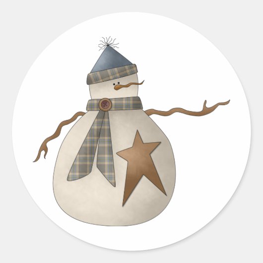 Snow Bobbins ・スター付き雪だるま ラウンドシール (正面)