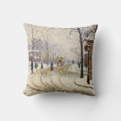 Snow, Boulevard de Clichy, Paris by Paul Signac クッション (正面)