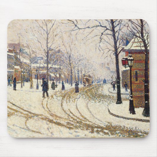 Snow, Boulevard de Clichy, Paris by Paul Signac マウスパッド (正面)