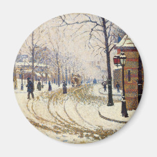 Snow, Boulevard de Clichy, Paris by Paul Signac マグネット