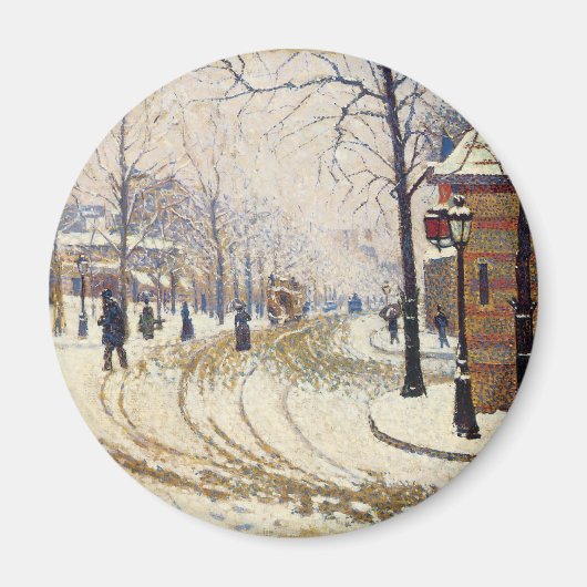 Snow, Boulevard de Clichy, Paris by Paul Signac マグネット (正面)