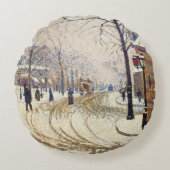 Snow, Boulevard de Clichy, Paris by Paul Signac ラウンドクッション (正面)