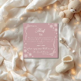 Snow Bow pink baby Labor  Delivery NICU Hospital  サンキューカード