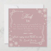 Snow Bow pink baby Labor  Delivery NICU Hospital  サンキューカード (正面)