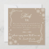 Snow Bow Taupe baby Labor Delivery NICU Hospital サンキューカード (正面)