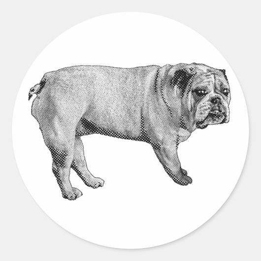 Snow-Bright Bulldog Sticker ラウンドシール (正面)