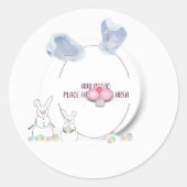 Snow Bunnies Easter Photo Frame ラウンドシール (正面)