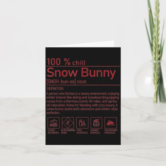 Snow Bunny Definition Funny Trendy Winter Skiing C カード (正面)