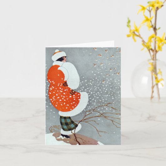 Snow Buntings - Will Hammell  カード (黄色い花)