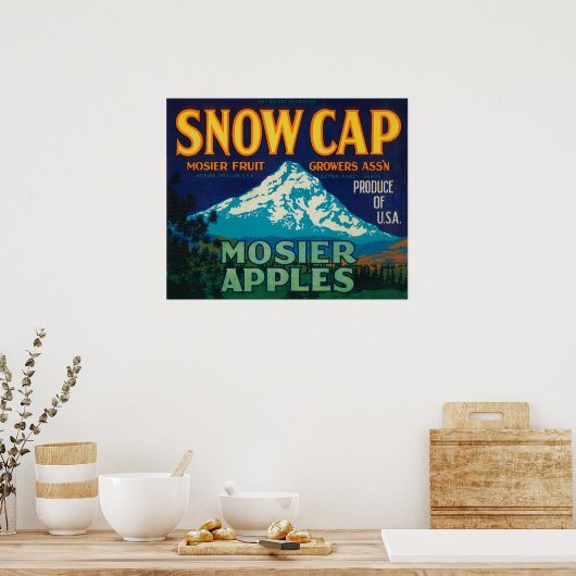 Snow Cap Apple Crate LabelMosier、または ポスター (キッチン)