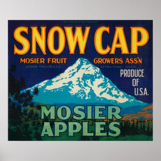 Snow Cap Apple Crate LabelMosier、または ポスター (正面)