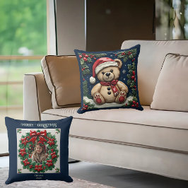 Snow Christmas Bear Throw Pillow クッション