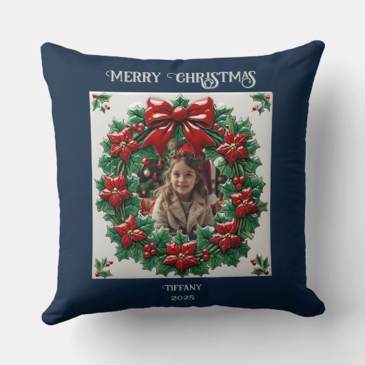 Snow Christmas Bear Throw Pillow クッション (裏面)