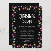 Snow Colored Lights Black Christmas Party 招待状 (正面/裏面)