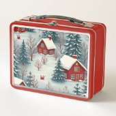 Snow-Covered Countryside Village Lunch Box メタルランチボックス (正面)