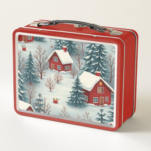 Snow-Covered Countryside Village Lunch Box メタルランチボックス (裏面)