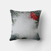 Snow-Covered Pine, Holly Berries, Non Photo クッション (裏面)
