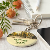 Snow Covered Pine Trees Forest Photo Party Thanks キーホルダー (側面)