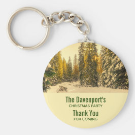 Snow Covered Pine Trees Forest Photo Party Thanks キーホルダー