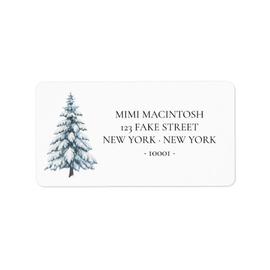 Snow Covered Tree Winter Address Labels ラベル (正面)