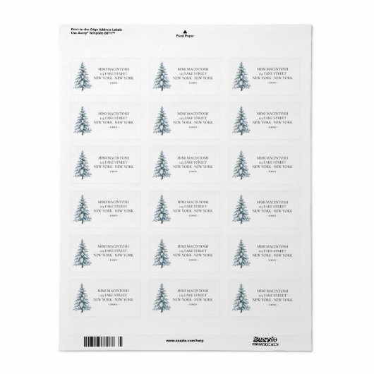 Snow Covered Tree Winter Address Labels ラベル (フルシート)