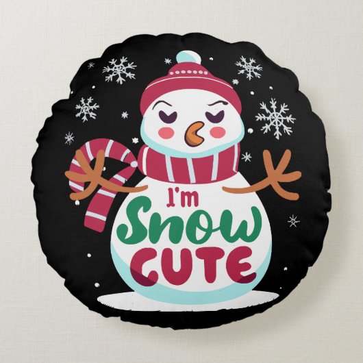 Snow Cute! クリスマスの冬の魅力に包まれて ラウンドクッション (正面)