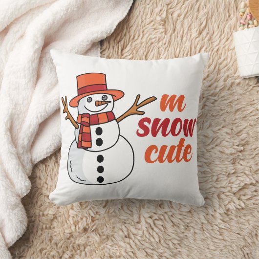 Snow Cute Throw Pillow クッション (ブランケット)