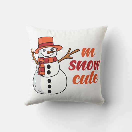Snow Cute Throw Pillow クッション (裏面)