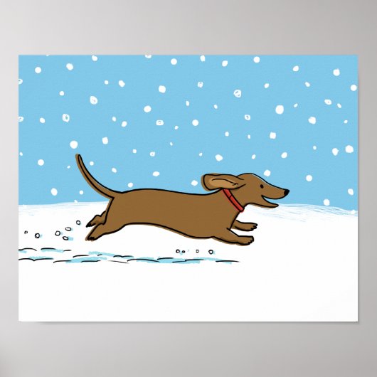 Snow Dachshund - Happy Winter Wiener Dog Holiday ポスター (正面)