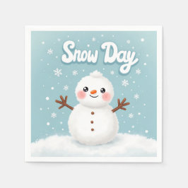 Snow Day Snowman Winter Napkin スタンダードカクテルナプキン