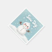 Snow Day Snowman Winter Napkin スタンダードカクテルナプキン (角)