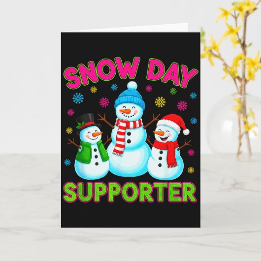 Snow Day Supporter Snowflake Funny Teacher Christm カード (黄色い花)