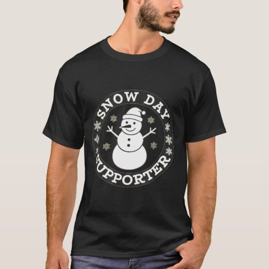Snow Day Suprter Fun Winter Snowflake Teacher Stud Tシャツ (正面)